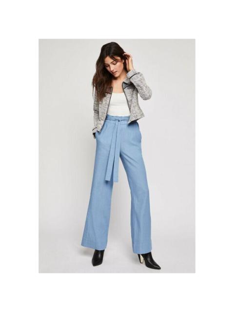 BCBGeneration Pants Blue Woven Textured Paperbag Denim Trousers SZ M NWT $108
