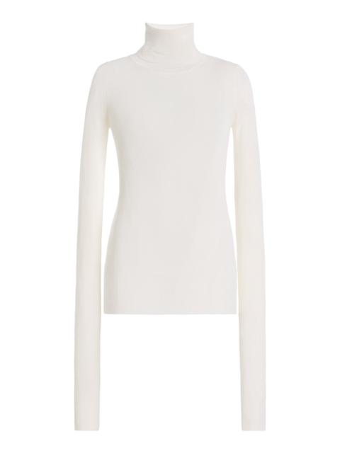 The Frankie Shop Utica Wool-Silk Turtleneck Sweater ivory