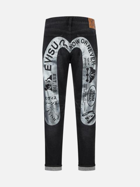 EVISU Graffiti-Style Daicock Print Slim Fit Jeans #2010