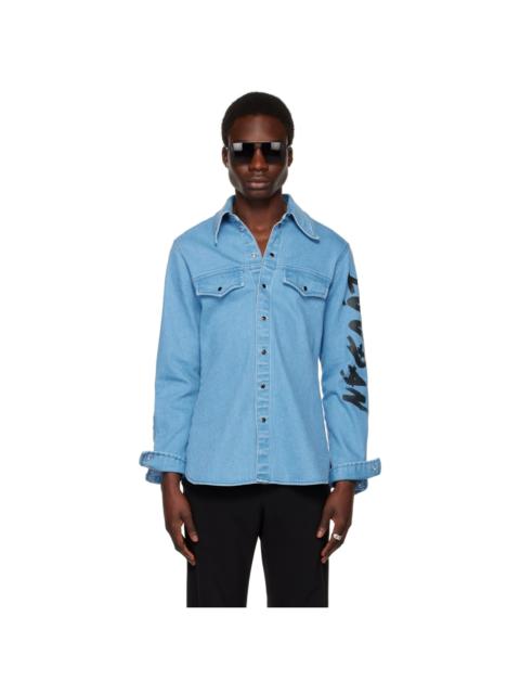 LU'U DAN Blue Printed Denim Shirt