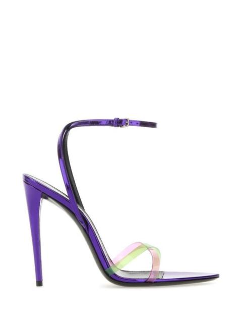 Saint Laurent Woman Two-Tone Leather And Pvc Fever 110 Sandals