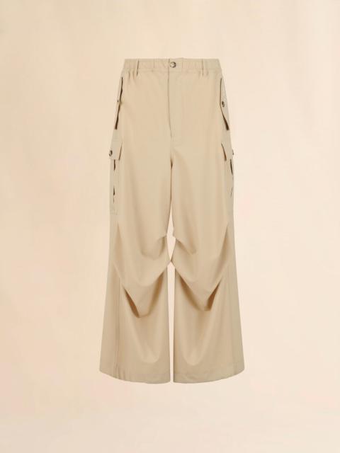Marni BEIGE WOOL CARGO PANTS WITH MARNI SYMBOL