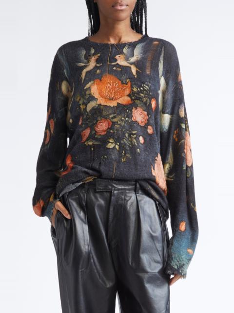 R13 R13 Oversize Distressed Floral Sweater in Multicolor Black at Nordstrom