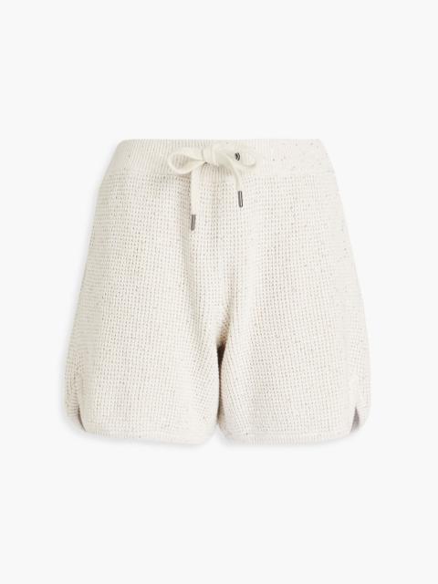 Brunello Cucinelli Sequin-embellished waffle-knit cotton-blend shorts