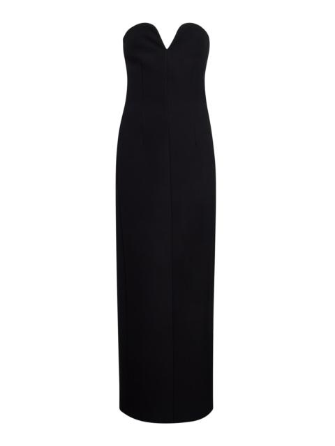 KHAITE Yao Strapless Crepe Maxi Dress black