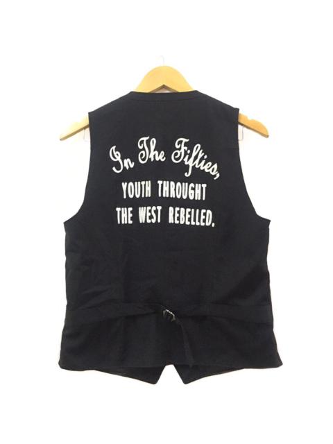 United Arrows Buckleback waistcoat chainstitch embroidered Vest