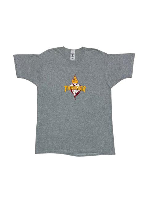 Other Designers Vintage - Vintage Trasher A fire Melting Heart Skateboarding Grey Tee