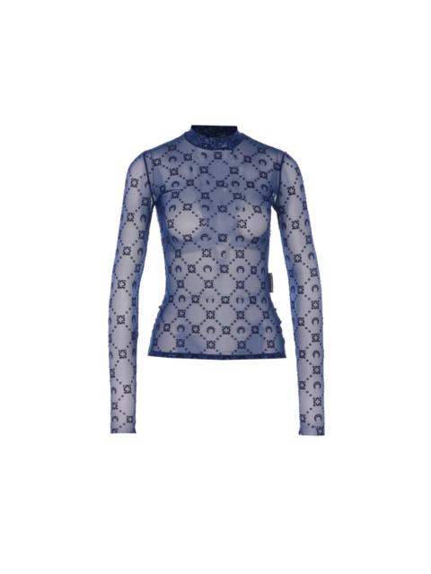 Marine Serre Marine Serre Women Moonogram Mesh Flock Second Skin Highneck Top