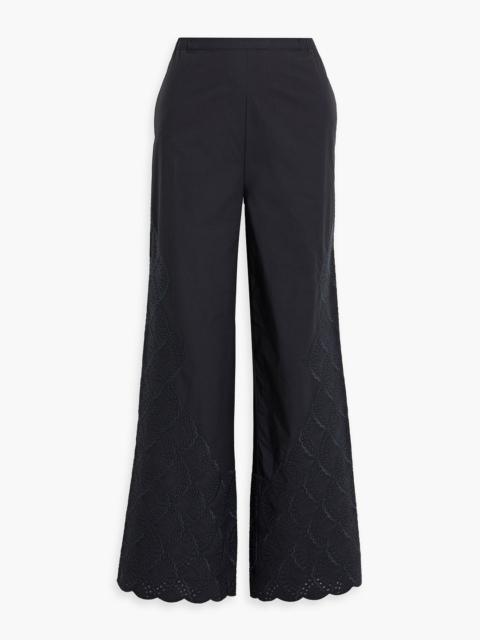 Loulou de Saison Dulche broderie anglaise cotton wide-leg pants