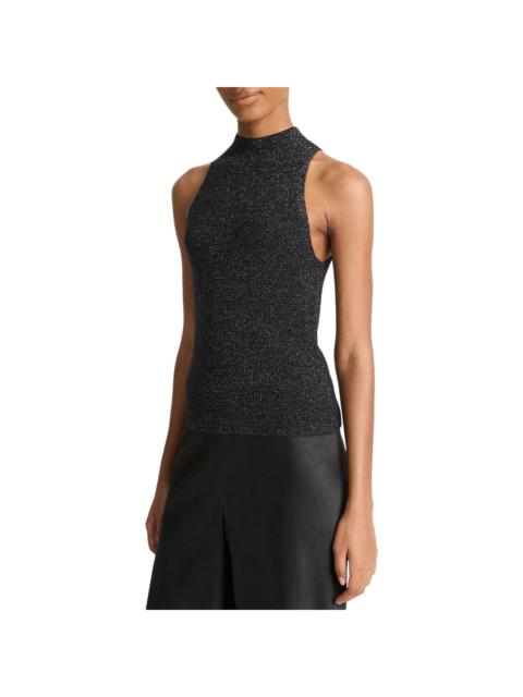 Vince Vince Metallic Mock Neck Alpaca-Blend Tank