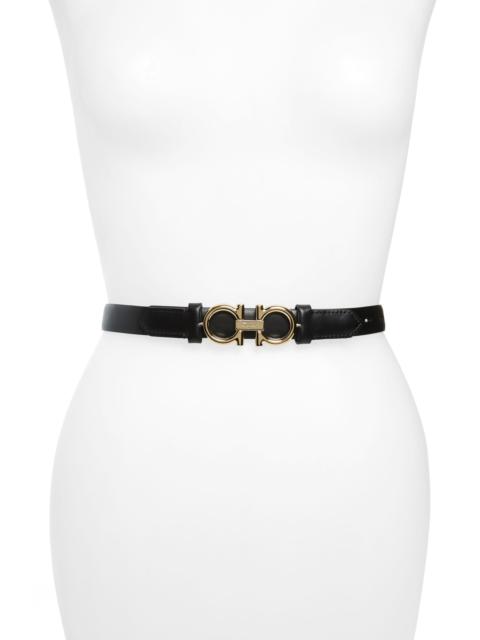 FERRAGAMO Rolo Double Gancio Leather Belt