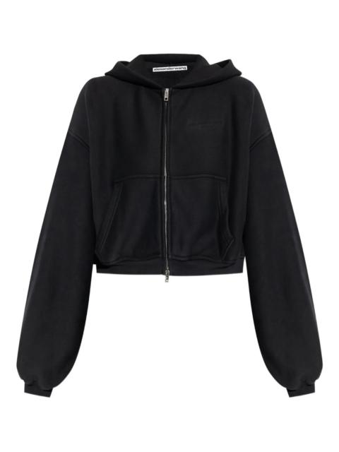 Alexander Wang Oversized Cropped Zip-Up Hoodie