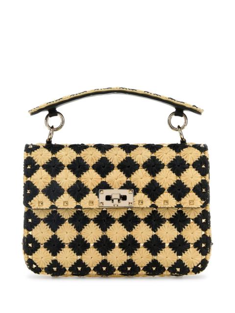 Valentino Two-tone raffia medium Rockstud Spike handbag