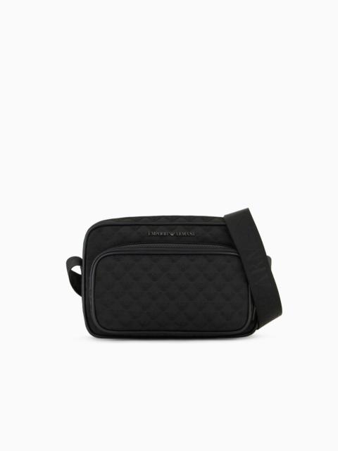 EMPORIO ARMANI Nylon shoulder bag with all-over jacquard eagle