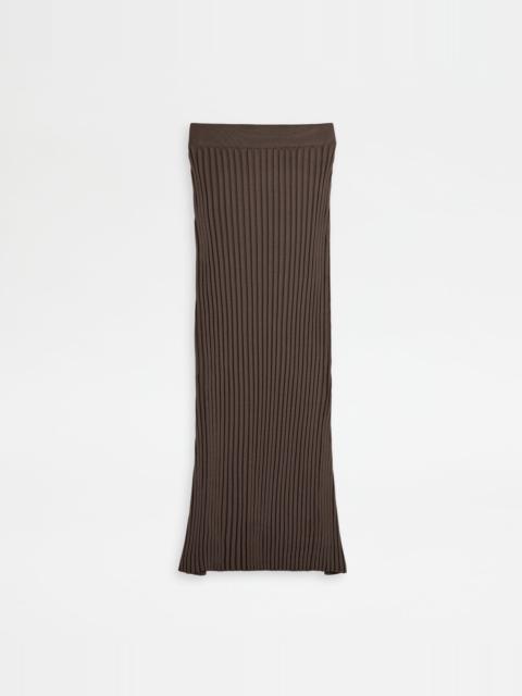 Tod's SKIRT IN SILK - BROWN