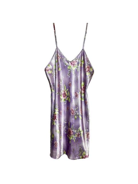 Other Designers VTG Dentelle Chemise Nightgown Dress Spaghetti Strap Round Hem Floral Purple M