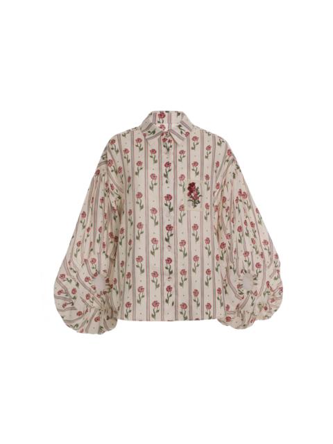 Agua by Agua Bendita Agar Puff-Sleeve Top white