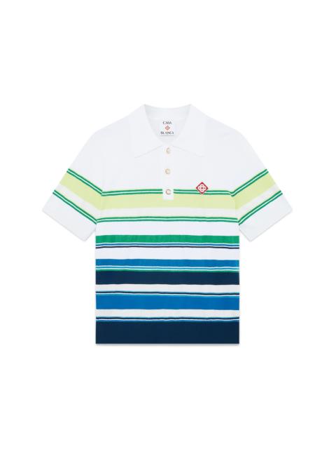 CASABLANCA Gradient Stripe Short Sleeve Polo Shirt