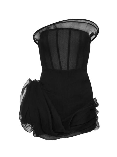 MAGDA BUTRYM Ruffled Silk-Wool Mini Dress black