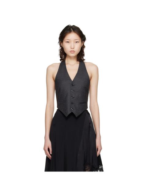VETEMENTS Gray Open Back Halter Tailored Vest
