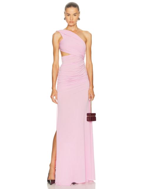 ALEX PERRY One Shoulder Open Back Gown