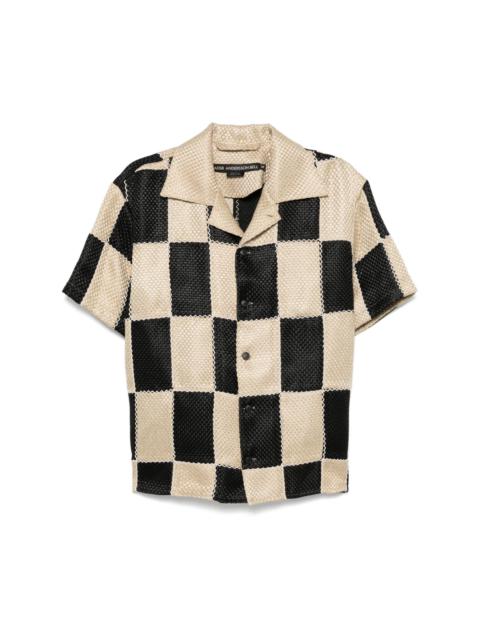 patchwork camp-collar shirt