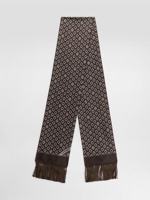 Dolce & Gabbana Silk twill scarf with micro-design and logo