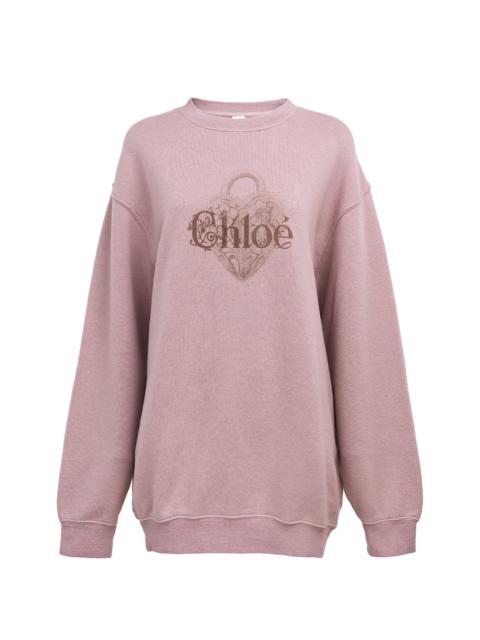 Chloé OVERSIZED LOGO SWEATER IN CHINÉ FLEECE