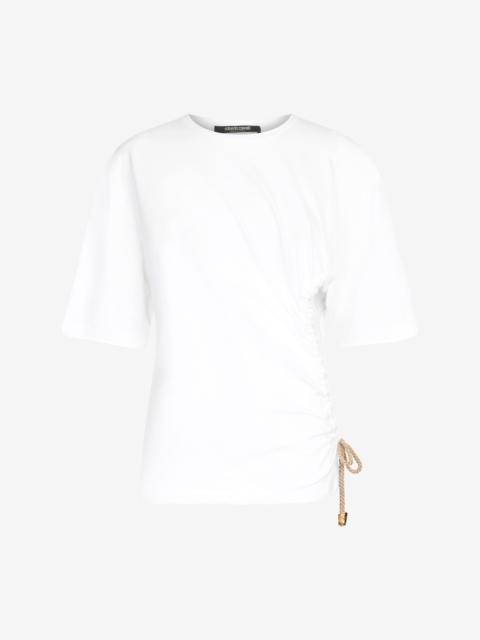 Roberto Cavalli Wall Print T-shirt with Knot
