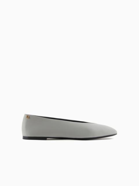 EMPORIO ARMANI Nappa-leather square-toed ballerinas