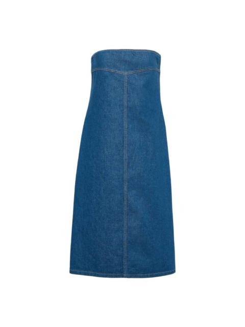 FERRAGAMO Ferragamo Strapless Cotton Denim Midi Dress