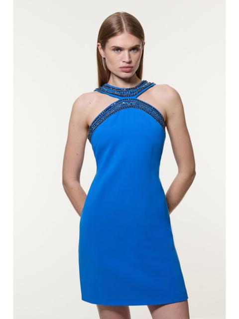 KAREN MILLEN Tall Enamel Chain Detail Halter Woven Mini Dress