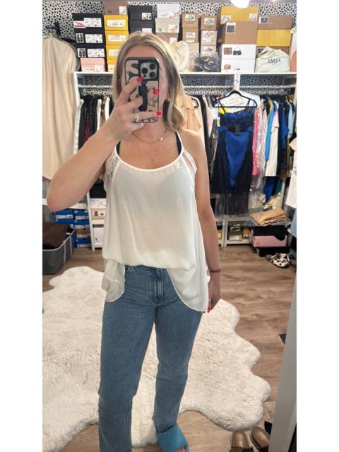 Free People Intimately Lace Trim Open Crossover Back Cami Tank