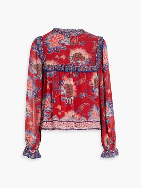 FARM RIO Ruffled printed crepe blouse