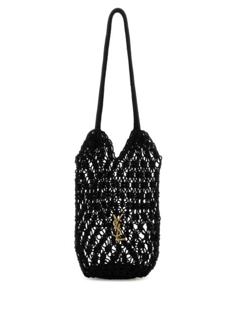 SAINT LAURENT Saint Laurent Women Black Mesh Large Cassandre Bucket Bag