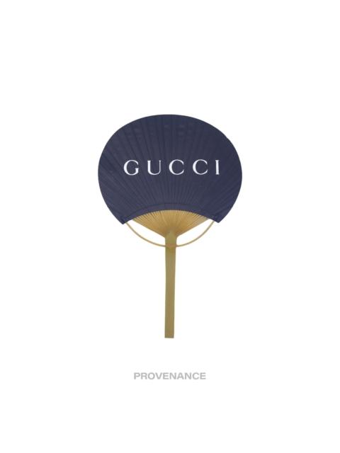 GUCCI Gucci Logo Bamboo Hand Fan - Navy