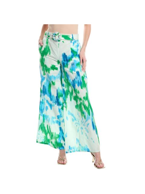 HEMANT & NANDITA Hemant & Nandita Buckle Belt Linen-Blend Flared Pant