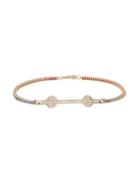 ANANYA Rainbow Diamond Chakra Tennis Necklace - Yellow Gold