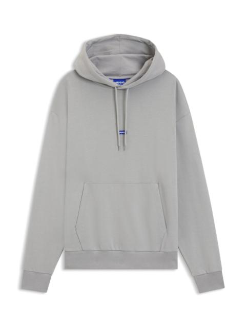 HUGO COTTON-TERRY HOODIE WITH BLUE LOGO LABEL