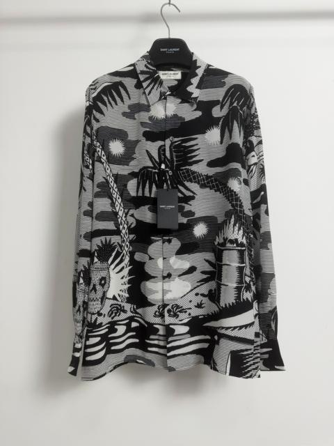 SAINT LAURENT Saint Laurent Paris SS14 Pina Skullada Silk Beach Shirt