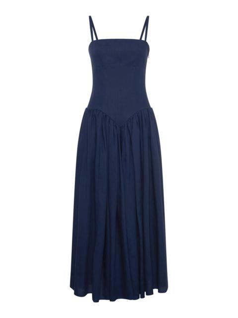GABRIELA HEARST Oriana Drop-Waist Linen Dress navy