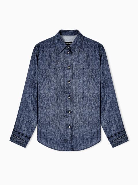 GIORGIO ARMANI DENIM-PRINT SILK SHIRT