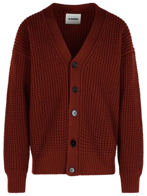 Jil Sander Jil Sander Burgundy Virgin Wool Cardigan Men