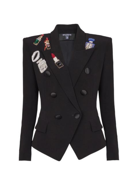 embroidered patches fitted jacket