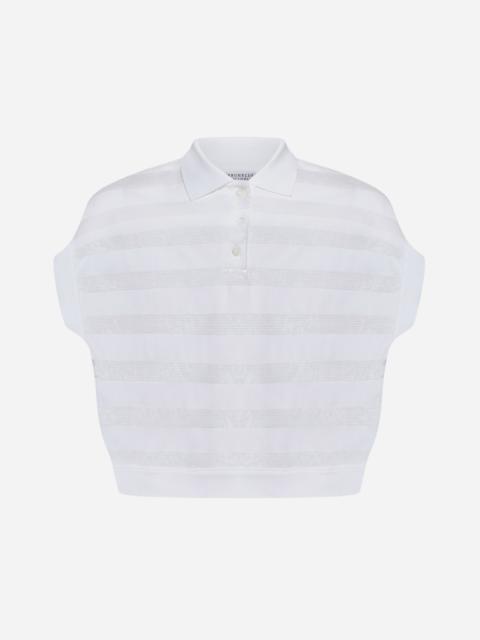 Brunello Cucinelli Sequin striped cotton polo shirt