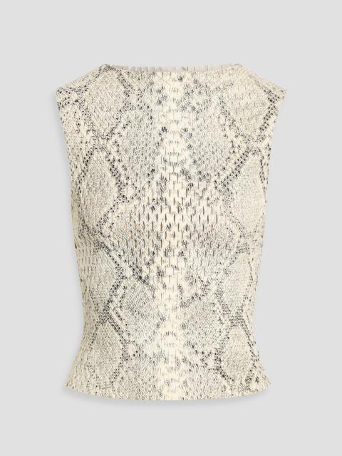 Alexander Wang Snake-print laser-cut leather top