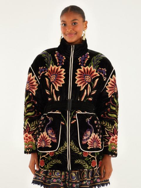 FARM RIO Black Marvelous Garden Puffer Jacket