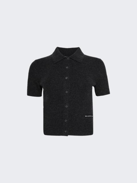 alexanderwang.t Polo Cardigan With Knit Logo Patch Charcoal