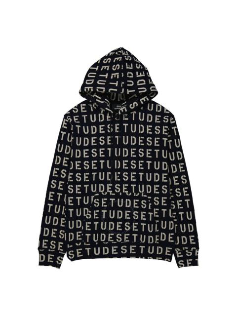 Étude Etudes Men's Navy Stencil Allover Logo-Pront Hoodie