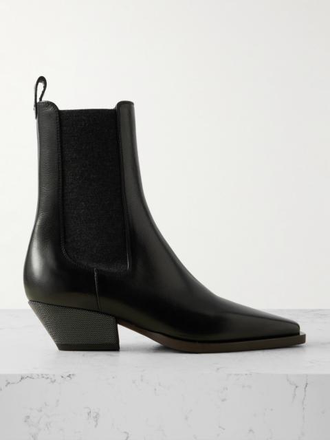 Brunello Cucinelli Bead-embellished Leather Ankle Boots